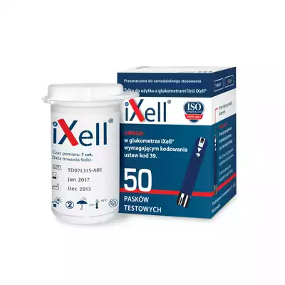 IXELL, paski testowe do pomiaru poziomu glukozy we krwi, 50 szt.