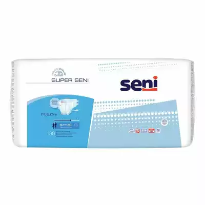 SUPER SENI pieluchomajtki dla dorosłych na rzepy, rozmiar S,  obwód 55-80 cm, 10 sztuk (1)