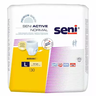 SENI ACTIVE NORMAL, majtki chłonne zakładane jak bielizna, rozmiar L, obwód 100-135 cm, 10 sztuk (1)