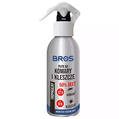 BROS 50% DEET, płyn na komary i kleszcze do użytku zewnętrznego - 130 ml