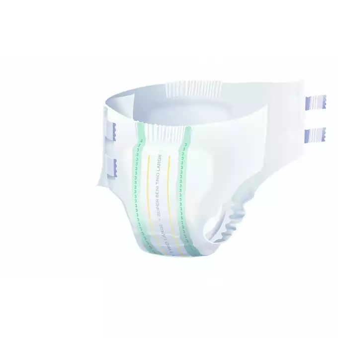 SUPER SENI TRIO pieluchomajtki dla dorosłych na rzepy, rozmiar XL, obwód 130-170 cm, 10 sztuk (1)