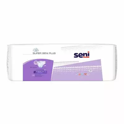 SUPER SENI PLUS pieluchomajtki dla dorosłych na rzepy, rozmiar M, obwód 75-110 cm, 10 sztuk (1)
