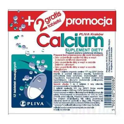 CALCIUM PLIVA KRAKÓW, tabletki musujące, 14 szt. (12+2)