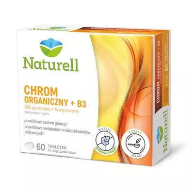 NATURELL CHROM ORGANICZNY + B3, tabletki do ssania, 60 szt.