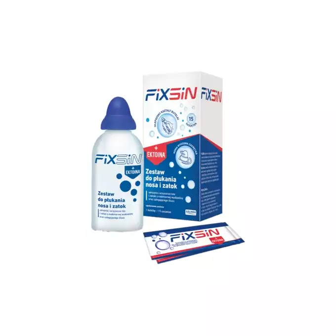 FIXSIN, zestaw podstawowy do płukania do nosa i zatok (1 butelka 240 ml +15 saszetek), 1 zestaw