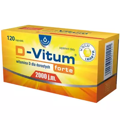 D-VITUM FORTE, 2000 j.m. dla dorosłych, kapsułki,120 szt.