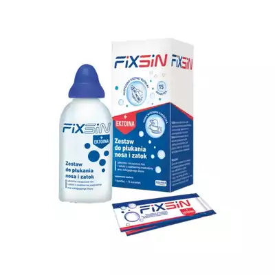 FIXSIN, zestaw podstawowy do płukania do nosa i zatok (1 butelka 240 ml +15 saszetek), 1 zestaw