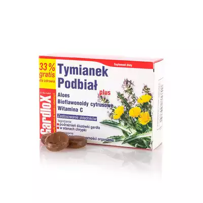 TYMIANEK I PODBIAŁ PLUS, pastylki do ssania, 24 szt.