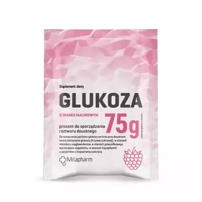 GLUKOZA, proszek do sporządzania roztworu doustnego, smak malinowy, 75 g (1)