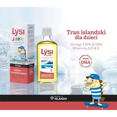 LYSI tran islandzki dla dzieci o smaku mango- limonka, olej, 240 ml