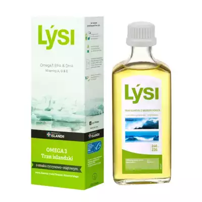 LYSI tran islandzki o smaku cytrynowo miętowym, olej 240ml
