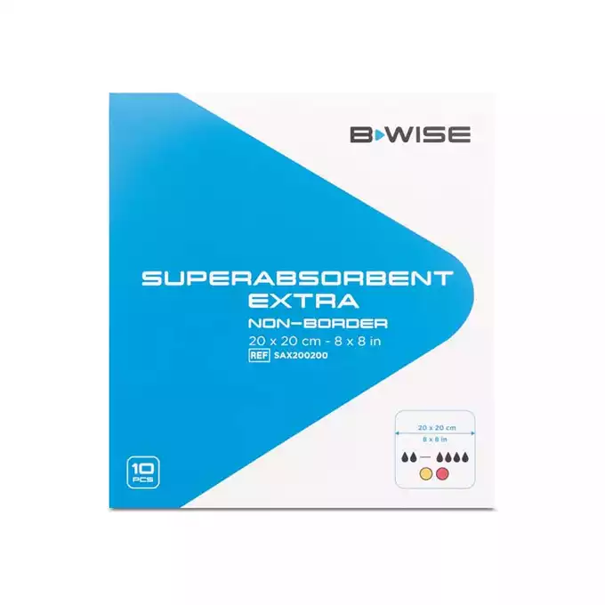 BWISE, Opatrunek extra superchłonny / Superabsorbent extra non border, 15 x 15 cm, 10 szt (1)